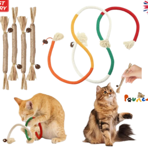 6pc Premium quality Cat Chew Toys, Natural- 2 Chew Rope + 4 Chew Catnip Sticks